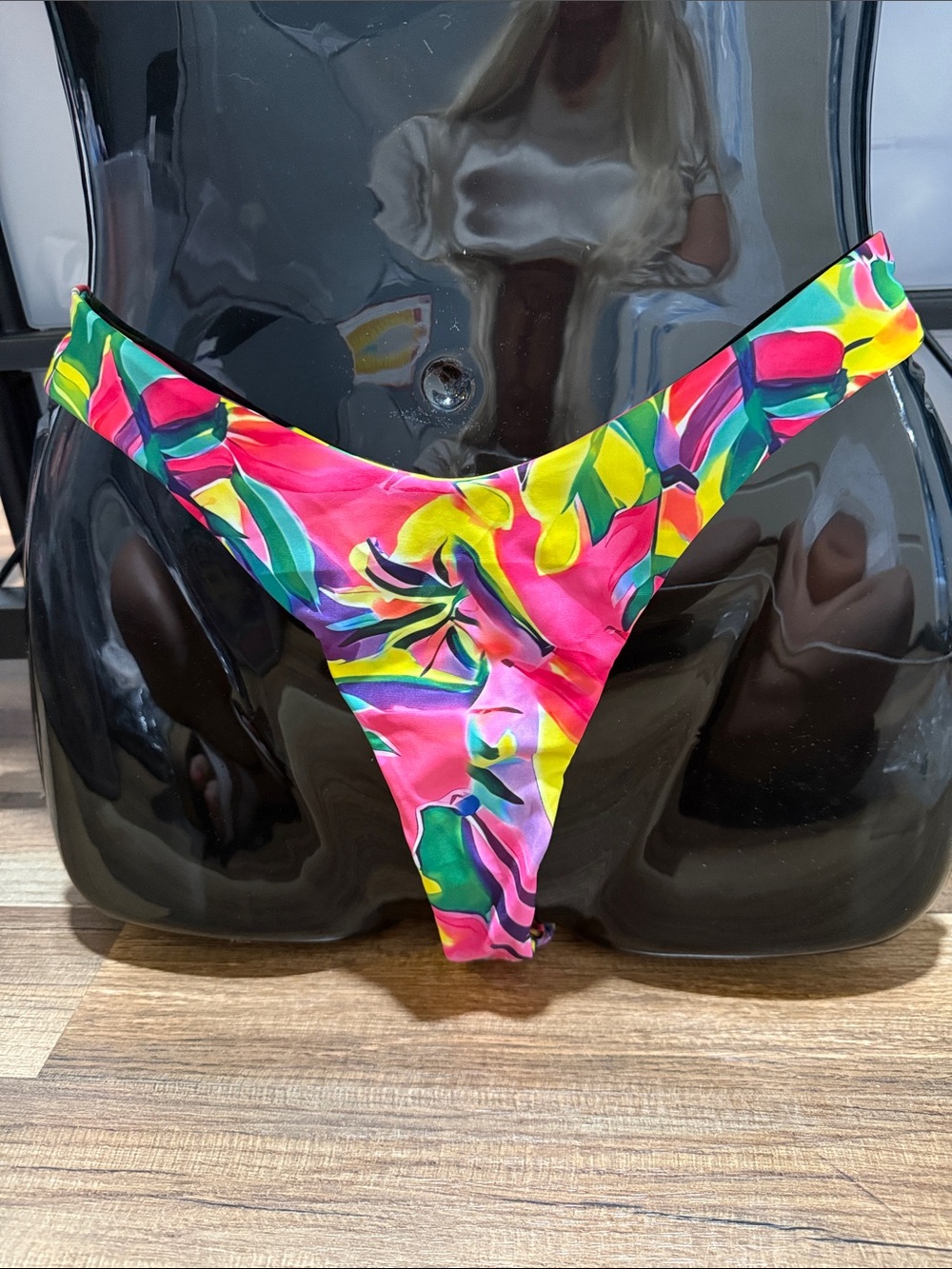 Tropical Floral High-Cut Bikini Bottom in Hot Pink